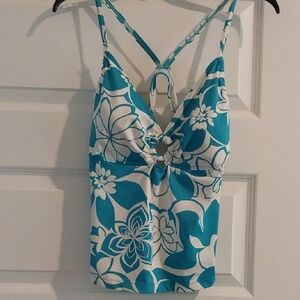 Sonoma Blue and White Fitted Bathing Suit Top